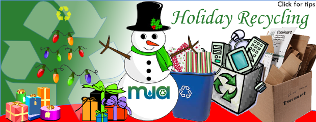 scene of snowman recycling for the holidays