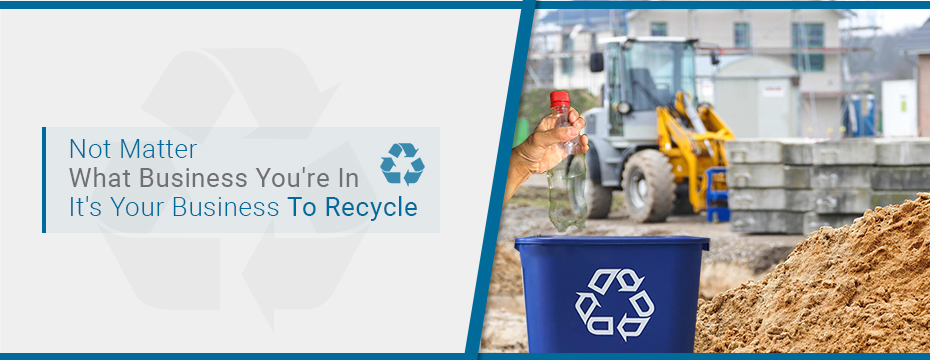 banner of recycling at construction site by worker