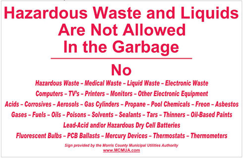 image of decal hazardous waste not allowed in the garbage